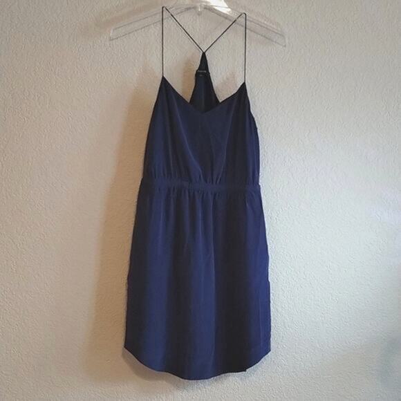 Madewell 100% Silk Starview Navy Blue Cami Slip Mini Dress 2 Spaghetti Straps - Picture 2 of 16